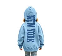 Girls and Boys Hoodies Sweatshirts Kids Pullover Letter Print Top Casual Tunic Soft Fleece Outerwear (Sky Blue-D, 9-10 Years)