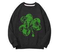 Girls and Boys Round Neck Sweatshirts Spring and Autumn St Day Middle and Large Children's Sweatshirts Retro Personality 2D Printing Children's Casual Sweatshirt Pullover Größe Mädchen, Negro , 10-11