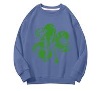 Girls and Boys Round Neck Sweatshirts Spring and Autumn St Day Middle and Large Children's Sweatshirts Retro Personality 2D Printing Children's Casual Sweatshirt Pullover Größe Mädchen, marine, 10-11