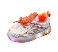 Girls and Boys Spring Summer and Autumn Children's Mesh Breathable Small and Medium Children's Toddler Shoes Flashing Light Casual Sports Shoes Abrigo Mujer, naranja, 25.5 EU