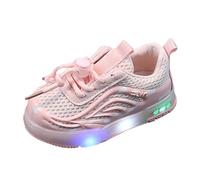 Girls and Boys Spring Summer and Autumn Children's Mesh Breathable Small and Medium Children's Toddler Shoes Flashing Light Casual Sports Shoes Hallschuhe Damen 37, Rosa., 25.5 EU