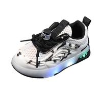 Girls and Boys Spring Summer and Autumn Children's Mesh Breathable Small and Medium Children's Toddler Shoes Flashing Light Casual Sports Shoes Abrigo Mujer, Negro , 25 EU