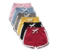 Girls Athletic Shorts Kids Summer Drawstring Elastic Waist Sports Short Youth Cotton Dance Yoga Running Shorts Toddler Casual Soft Pull on Activewear Vacation Beach Pants