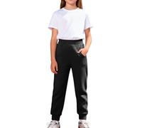 Girls Baggy Joggers Cargo School Trousers Kids Elastic Waist Wide Leg Sweatpants with Pockets Casual Jogging Pants Teen Plain Athletic Sweat Pants Streetwear Sports Outdoor Daily Wear