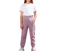 Girls Baggy Joggers Cargo School Trousers Kids Elastic Waist Wide Leg Sweatpants with Pockets Casual Jogging Pants Teen Plain Athletic Sweat Pants Streetwear Sports Outdoor Daily Wear