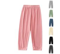 Girls Baggy Joggers Kids Casual Elastic Waist Wide Leg Trousers Teen Girls Straight Leg Athletic Jogging Pants Children Summer Solid Color Thin Long Pants for Sports Dance Yoga