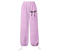 Girls Baggy Joggers Kids Wide Leg Sweatpants with Bow Print Elastic Waist Loose Fit Sports Jogging Trousers High Waist Drawstring Sweat Pants Tracksuit Bottoms with Pockets