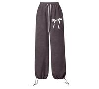 Girls Baggy Joggers Kids Wide Leg Sweatpants with Bow Print Elastic Waist Loose Fit Sports Jogging Trousers High Waist Drawstring Sweat Pants Tracksuit Bottoms with Pockets
