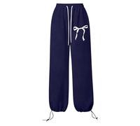 Girls Baggy Joggers Kids Wide Leg Sweatpants with Bow Print Elastic Waist Loose Fit Sports Jogging Trousers High Waist Drawstring Sweat Pants Tracksuit Bottoms with Pockets