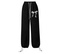 Girls Baggy Joggers Kids Wide Leg Sweatpants with Bow Print Elastic Waist Loose Fit Sports Jogging Trousers High Waist Drawstring Sweat Pants Tracksuit Bottoms with Pockets