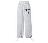 Girls Baggy Joggers Kids Wide Leg Sweatpants with Bow Print Elastic Waist Loose Fit Sports Jogging Trousers High Waist Drawstring Sweat Pants Tracksuit Bottoms with Pockets