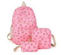 Girls Bow Bookbag Set, Coquette School Backpack with Lunch Bag and Pencil Pouch for Class, Travel and Daily Carry (Rose Pink)