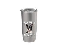 Girls Boys Funny Find You Lick You Boston Terrier Dog Lover Vaso térmico de acero inoxidable de doble pared