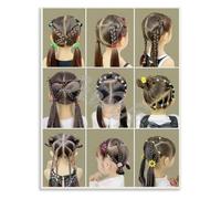 Girls Braid Style Ideas Poster Easy Plait Tutorial Wall Decor