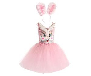 Girls Bunny Dress - Cute Easter Bunny Costume & Kids Gift | B́unny Ears Headband Tutu And Paws Set | Essential Animal Cosplay Outfit For Halloween Parties And Dress-Up