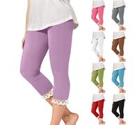 Girls Capri Leggings Cute Kids Lace Frilly Footless Tights Toddler High Waisted Yoga Dance Pants Teen Summer Ballet Cotton Leggings Gymnastics Sports School Trousers