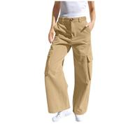 Girls Cargo Trousers Kids Wide Leg High Elastic Waist Casual Baggy Parachute Trousers with Multi Pockets Teen Athletic Joggers Fashion Thin Summer Sportwear School Uniform Pants