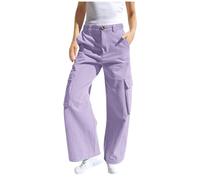 Girls Cargo Trousers Kids Wide Leg High Elastic Waist Casual Baggy Parachute Trousers with Multi Pockets Teen Athletic Joggers Fashion Thin Summer Sportwear School Uniform Pants