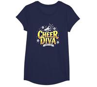 Girls Cheer Diva: Diseño de porristas Spirit & SASS Camiseta, Niñas, Azul Marino, Grande