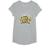 Girls Cheer Diva: Diseño de porristas Spirit & SASS Camiseta, Niñas, Gris Jaspeado, Grande