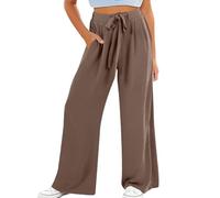 Girls Cotton Linen Pants Casual Straight Wide Leg Baggy Trousers Kids Elastic High Waist Trouser with Adjustable Drawstring Solid Casual Summer Pants with Pockets Lightweight Plus Size Joggers