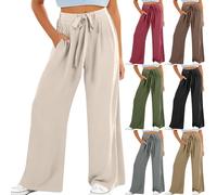 Girls Cotton Linen Pants Kids High Waist Wide Leg Baggy Palazzo Pants Teen Girl Flowy Straight Leg School Trousers with Pockets Children Lightweight Casual Loose Summer Beach Trousers