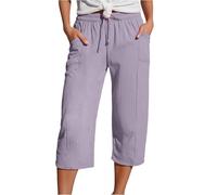 Girls Cotton Linen Trousers Wide Leg Cropped Pants for Kids Baggy Fashion Capri Trouser Elastic Waist Dressy Stretchy Comfy School Casual Joggers Teen Girls Summer Sports Streetwear Sweatpants