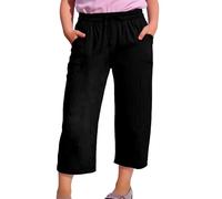 Girls Cotton Linen Trousers Wide Leg Cropped Pants for Kids Baggy Fashion Capri Trouser Elastic Waist Dressy Stretchy Comfy School Casual Joggers Teen Girls Summer Sports Streetwear Sweatpants