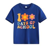 Girls Fashion Girls and Boys Casual Short Sleeved T Shirt 100 Days of School Opening 100 Days Aniversary Personality Loose Short Sleeved Blusa de Encaje Mujer Negro, azul, 4-5 años