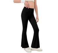 Girls Flared Leggings Stretchy Plain Trousers High Waisted Bootcut School Yoga Dance Pants Soft Kids Fashion Skinny Bell Bottom Leggings for Gym Latin Athletic Cycling