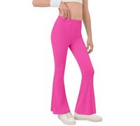 Girls Flared Leggings Stretchy Plain Trousers High Waisted Bootcut School Yoga Dance Pants Soft Kids Fashion Skinny Bell Bottom Leggings for Gym Latin Athletic Cycling