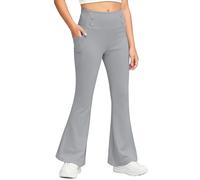 Girls Flared Leggings Women High Waisted Tummy Control Bootcut Yoga Pants with Pockets Gym Workout Dance Bootleg Stretch Leggings Fashion Casual Lifting Wide Leg Bell Bottom Trousers