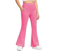 Girls Flared Leggings Women High Waisted Tummy Control Bootcut Yoga Pants with Pockets Gym Workout Dance Bootleg Stretch Leggings Fashion Casual Lifting Wide Leg Bell Bottom Trousers