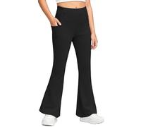 Girls Flared Leggings Women High Waisted Tummy Control Bootcut Yoga Pants with Pockets Gym Workout Dance Bootleg Stretch Leggings Fashion Casual Lifting Wide Leg Bell Bottom Trousers