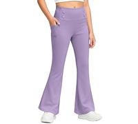 Girls Flared Leggings Women High Waisted Tummy Control Bootcut Yoga Pants with Pockets Gym Workout Dance Bootleg Stretch Leggings Fashion Casual Lifting Wide Leg Bell Bottom Trousers