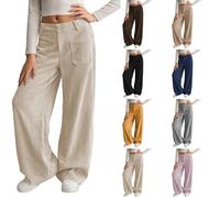 Girls Fleece Corduroy Trousers Kids Wide Straight Leg Baggy Pants Teen Casual Elastic Waist Loose Fit Sweatpants with Pockets Girl Oversized Winter School Trousers Children Athletic Joggers