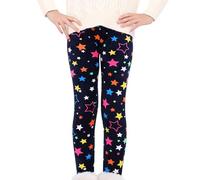 Girls Fleece Lined Leggings Cute Kids Star Printed Thermal Trousers Children Warm Cotton Fluffy Tights Fashion Teen Girls Full Length Yoga Pants Winter Thick Legging