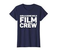 Girls Gone Wild Film Crew Fun Party Disfraz Divertido Equipo de película Camiseta, Mujer, Azul Marino, M