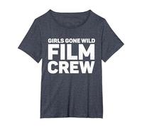 Girls Gone Wild Film Crew Fun Party Disfraz Divertido Equipo de película Camiseta, Mujer Tallas Grandes, Azul Jaspeado, 1XL Grande