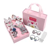 Girl's Hair Accessories, Glitter Hairpin Set, 18-Piece Stylish Hairpieces, Colorful/Fun Design, ideal for Parties, School, Ballet, Light Pink/Wine Red/Dark Pink/Lavender/Light Gray