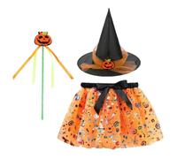 Girls Halloween Witch Tutu Costume Set - Mesh Dress With Hat & Broo