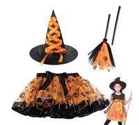 Girls Halloween Witch Tutu Skirt Set | Considerate Present Halloweens Costume 3 Sets | Improved Adaptability Violet Spider Web Witchs Skirts with Lining, Witches Dress up Seet for Kids