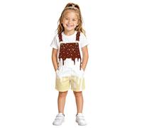 Girls Ice Print Overalls Shorts Romper Jumpsuit Summer Outfit Toddler Baby Casual Wear (Brown, 4-5 Years)