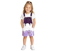 Girls Ice Print Overalls Shorts Romper Jumpsuit Summer Outfit Toddler Baby Casual Wear (Dark Purple, 6-7 Years)