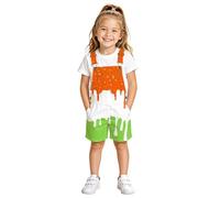 Girls Ice Print Overalls Shorts Romper Jumpsuit Summer Outfit Toddler Baby Casual Wear (Orange, 8-9 Years)