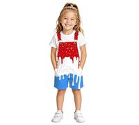 Girls Ice Print Overalls Shorts Romper Jumpsuit Summer Outfit Toddler Baby Casual Wear (Red, 6-7 Years)