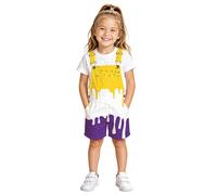 Girls Ice Print Overalls Shorts Romper Jumpsuit Summer Outfit Toddler Baby Casual Wear (Yellow, 8-9 Years)