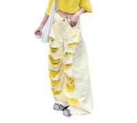 Girls Jeans Wide Leg Ripped Jeans Fashion Kids Loose Fit Elastic Waist Baggy Denim Trousers with Pockets Teen Girls Y2k Straight Bootcut Streetwear Casual Hip Hop Pants