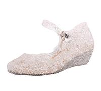 Girls Jelly Sandals Summer High Heels Teen Girls Closed Toe Soft Rubber Sole Beach Shoes Dress Princess Mary Jane Shoes Kids Glitter Casual Flats for School Outdoor