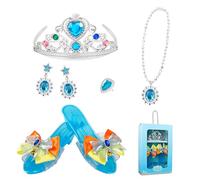 Girls Jewelry Boutique - Fancy Fairy Tale Supplies, Wardrobe Kit with Elegant Pink Slippers, Shimmering Ring Earring Bundle, Ideal for Themed Birthday Events Holiday Shows